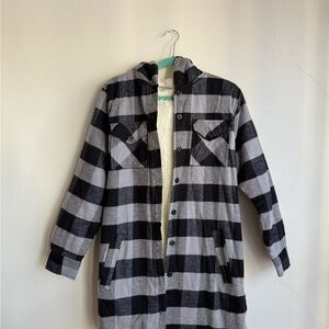 Black and Gray Plaid Coat